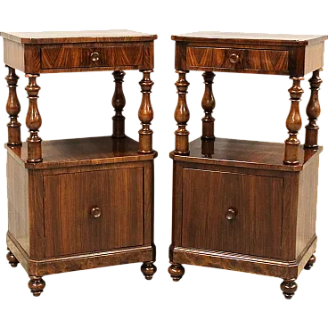 Pair of Louis Philippe bedside tables in walnut, 19th century