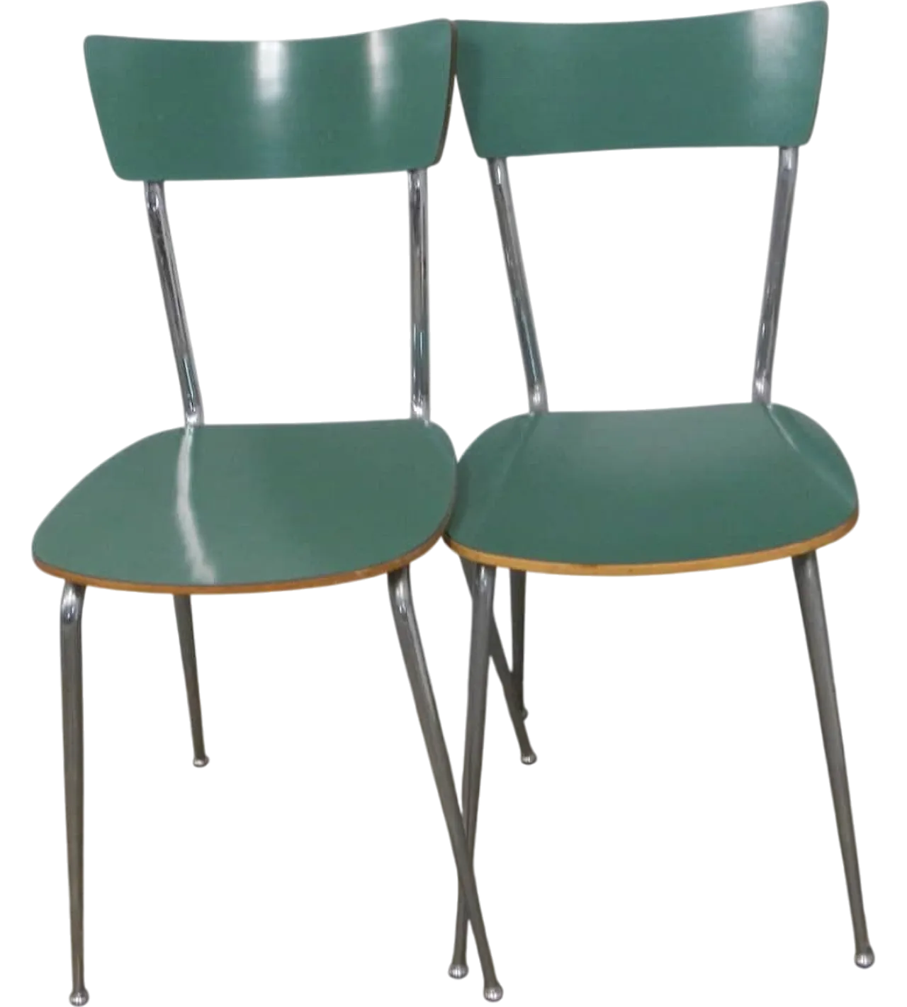 Pair of green formica chairs, 1950 8