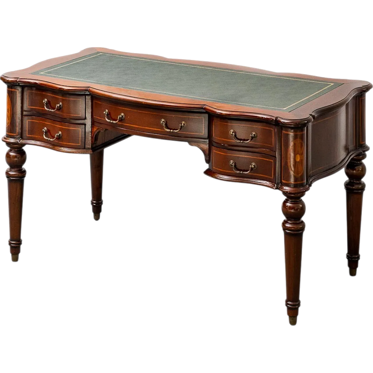 Desk in solid wood and leather, 1950s 11