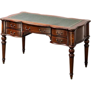 Desk in solid wood and leather, 1950s