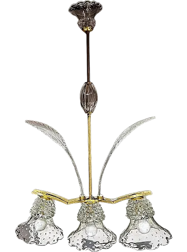 Three-light Murano glass Chandelier, 1940s