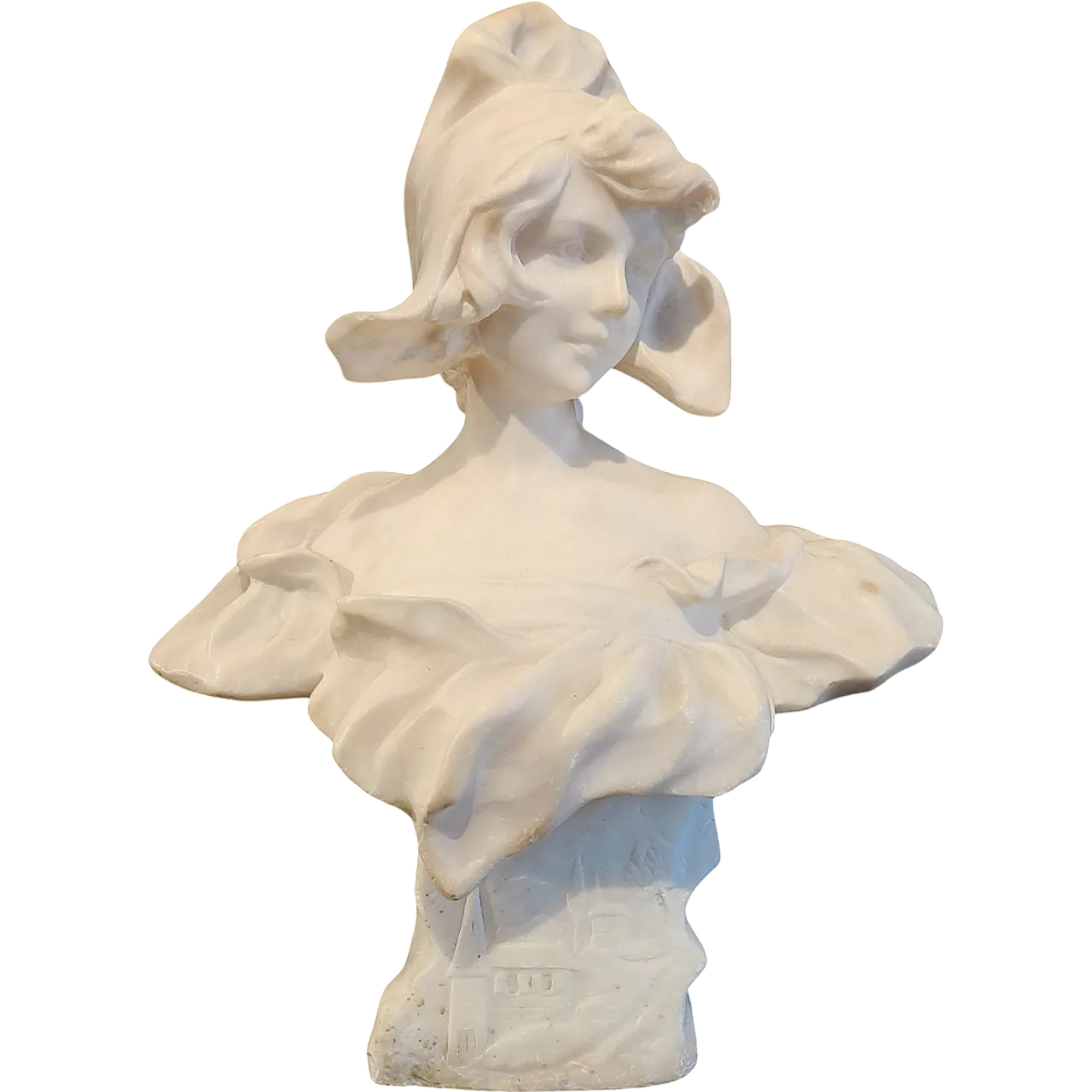 Jean Louis Gregoire, Bust of a girl, alabaster scupture, 19th century 11