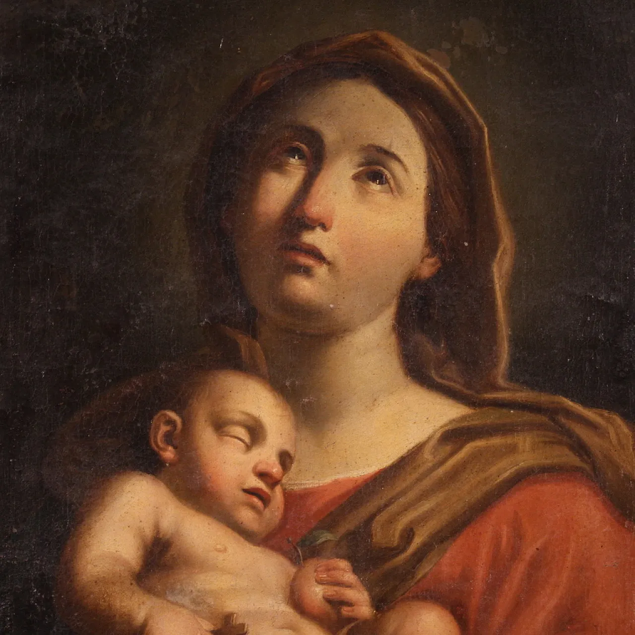 Painting Madonna and Child, 17th century 3