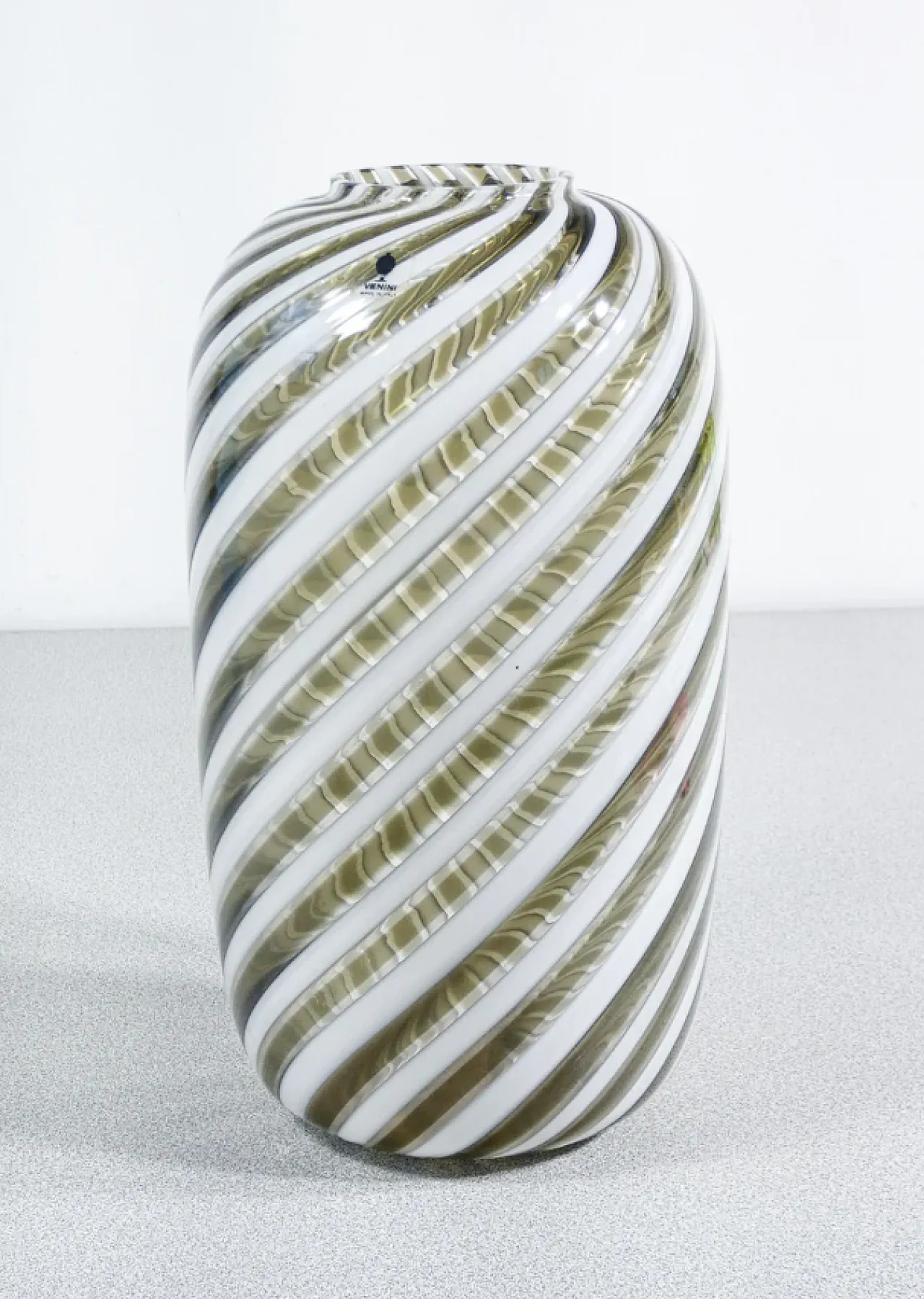 Glass vase with vertical bands by F. Bianconi for Venini, 1980s 2