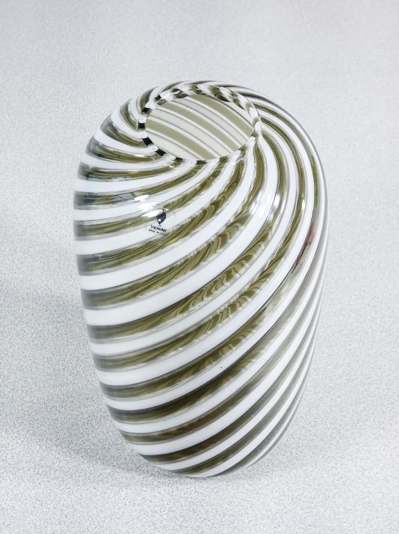 Glass vase with vertical bands by F. Bianconi for Venini, 1980s 3