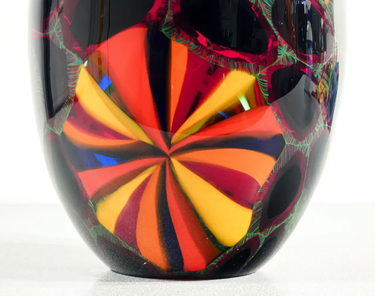 Polychrome blown Murano glass vase by Paolo Crepax, 1990s 4