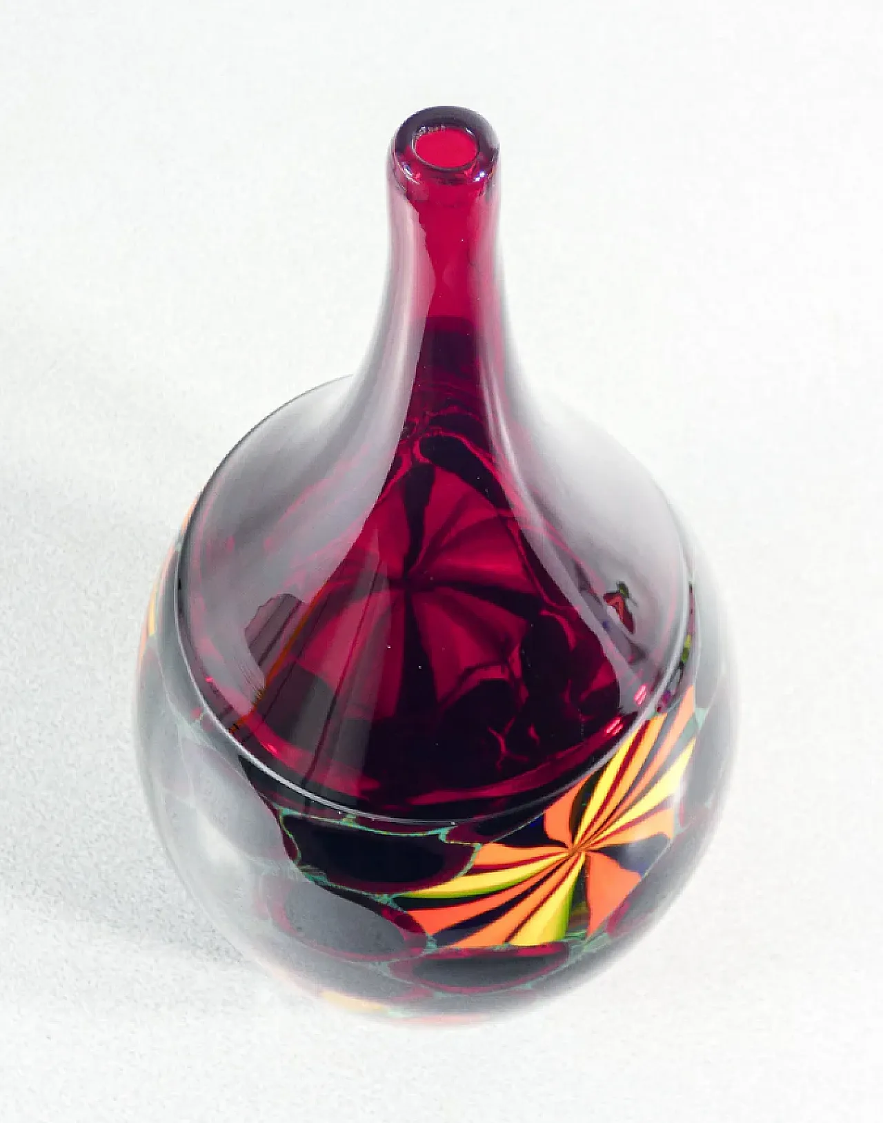 Polychrome blown Murano glass vase by Paolo Crepax, 1990s 6