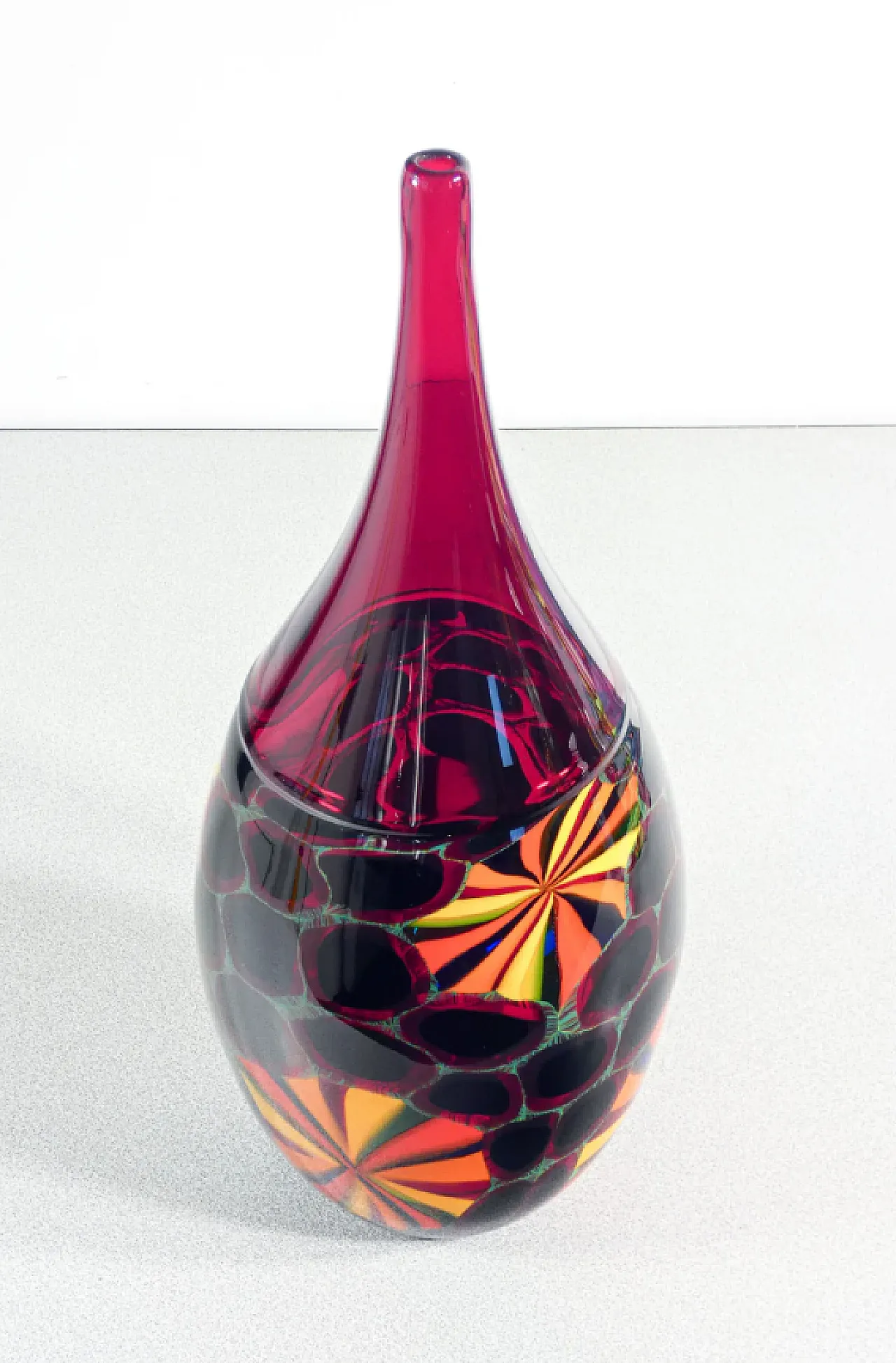 Polychrome blown Murano glass vase by Paolo Crepax, 1990s 7