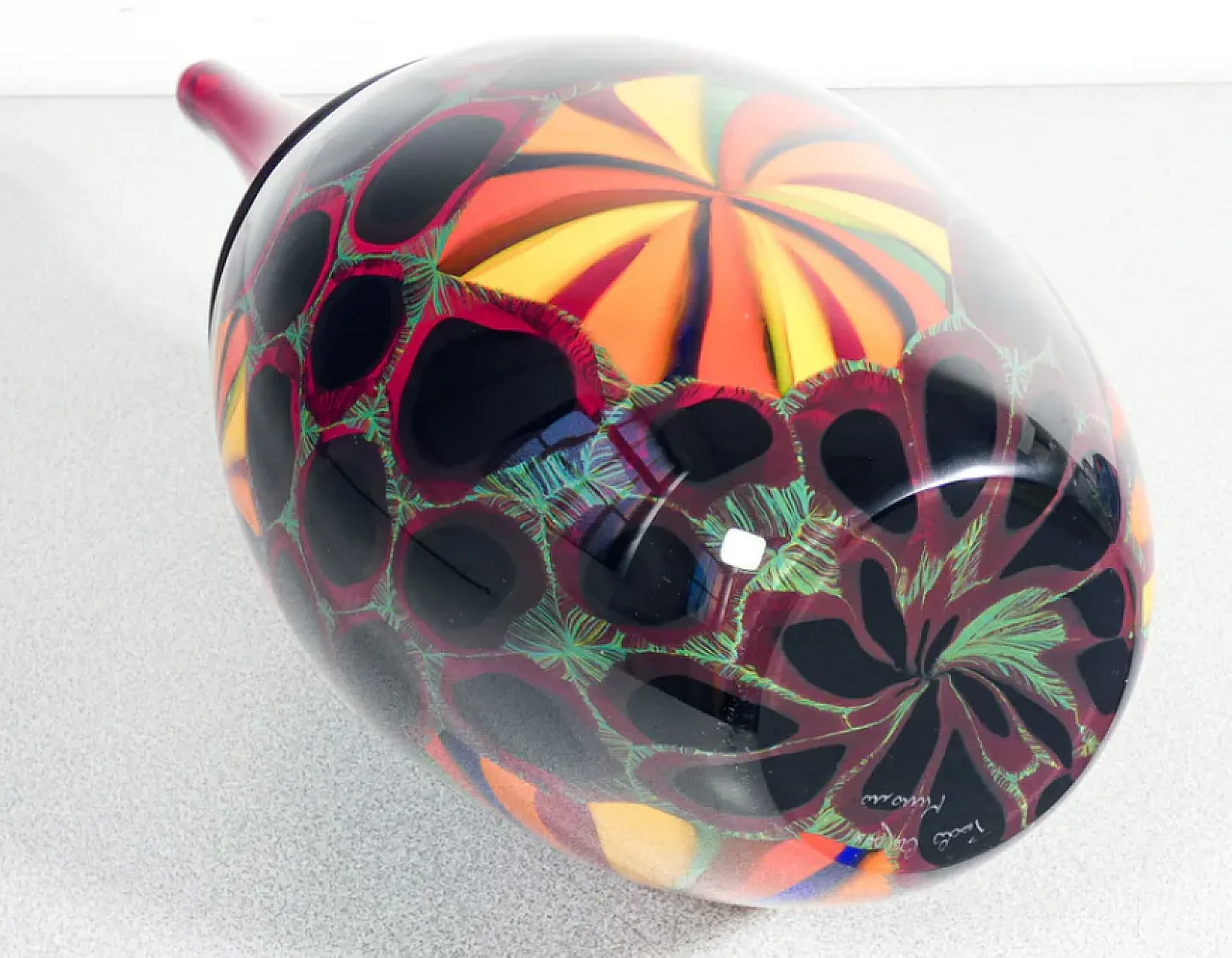 Polychrome blown Murano glass vase by Paolo Crepax, 1990s 8