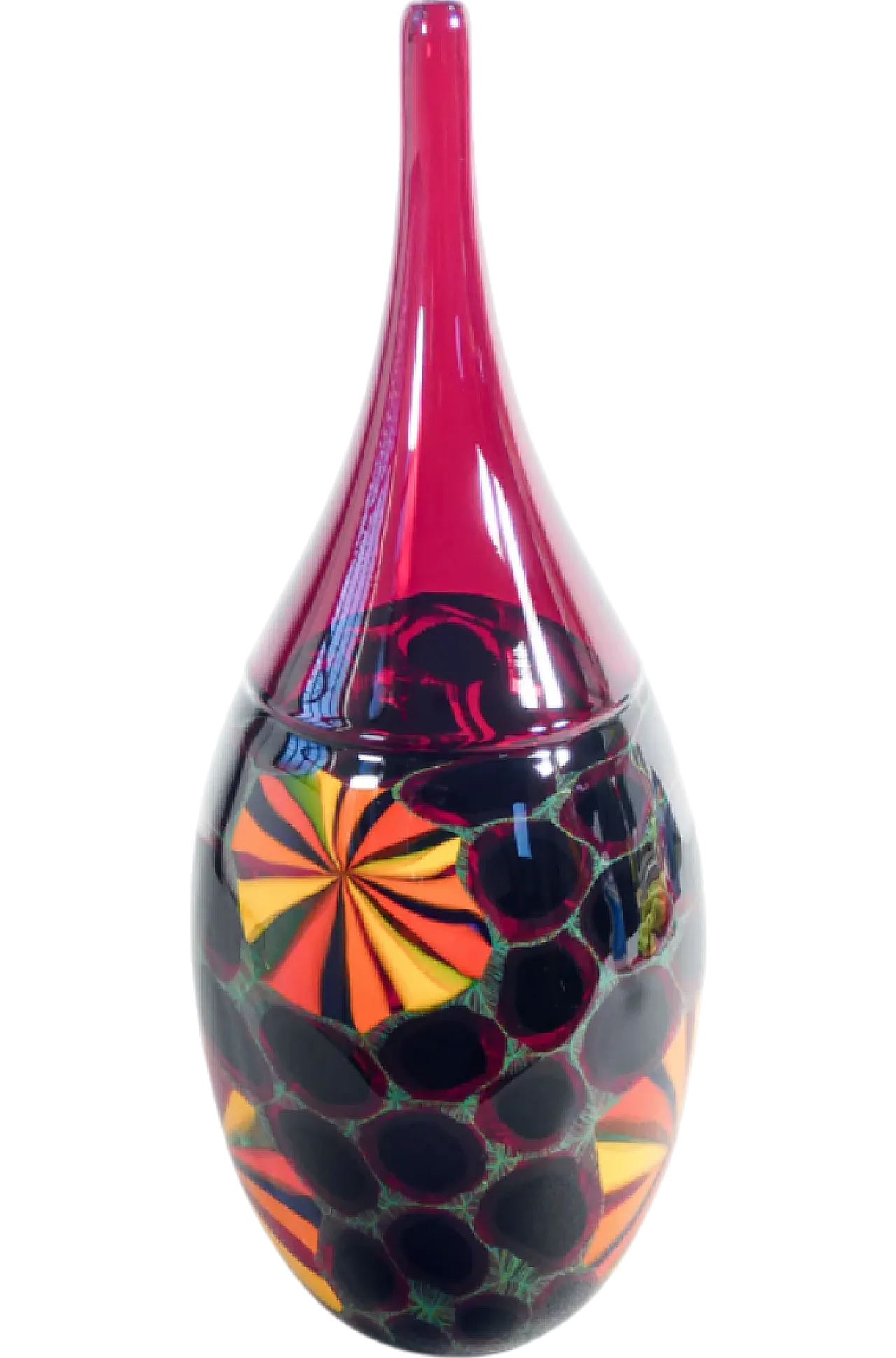 Polychrome blown Murano glass vase by Paolo Crepax, 1990s 10