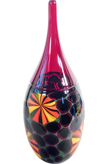 Polychrome blown Murano glass vase by Paolo Crepax, 1990s