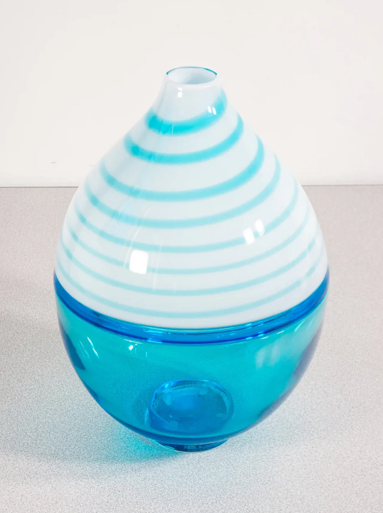 Blue Murano blown glass vase by Paolo Crepax, 1990s 1