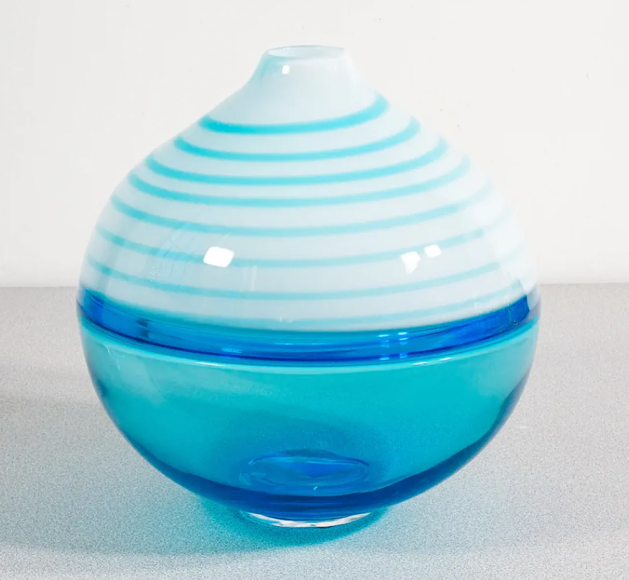 Blue Murano blown glass vase by Paolo Crepax, 1990s 1