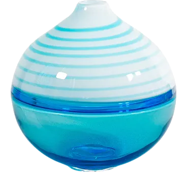 Blue Murano blown glass vase by Paolo Crepax, 1990s