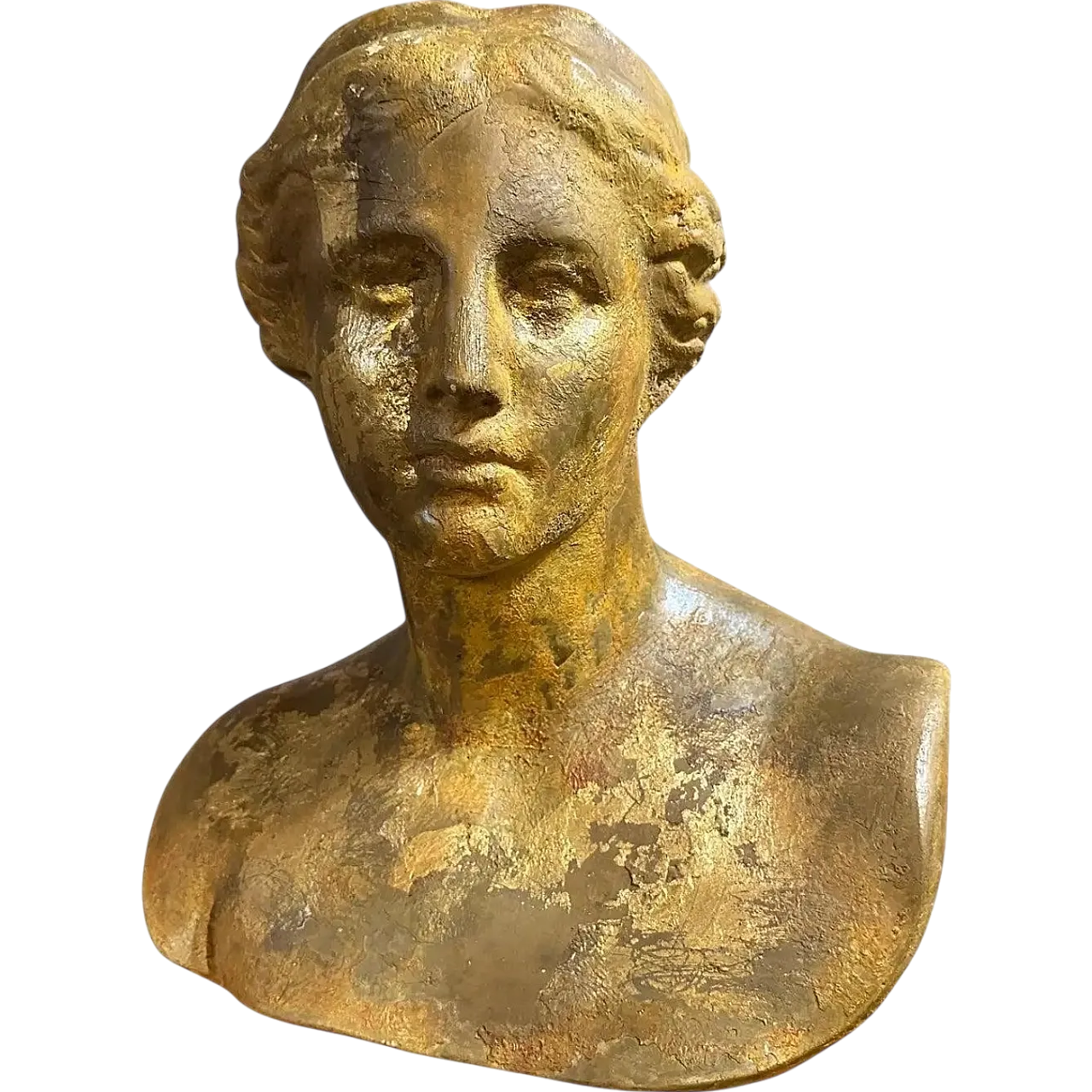 Busto siciliano in gesso dorato di Venere di Milo, anni '50 12