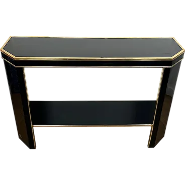 Gilded and lacquered metal console table by Jean Claude Mahey, 1970s