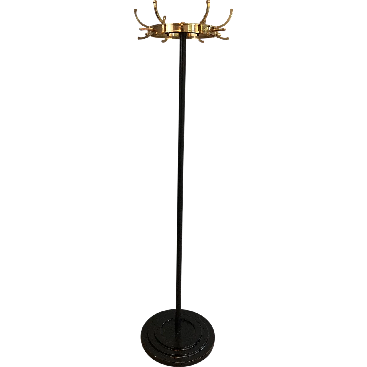 Lacquered metal and brass coat stand by Jacques Adnet, 1950s 20