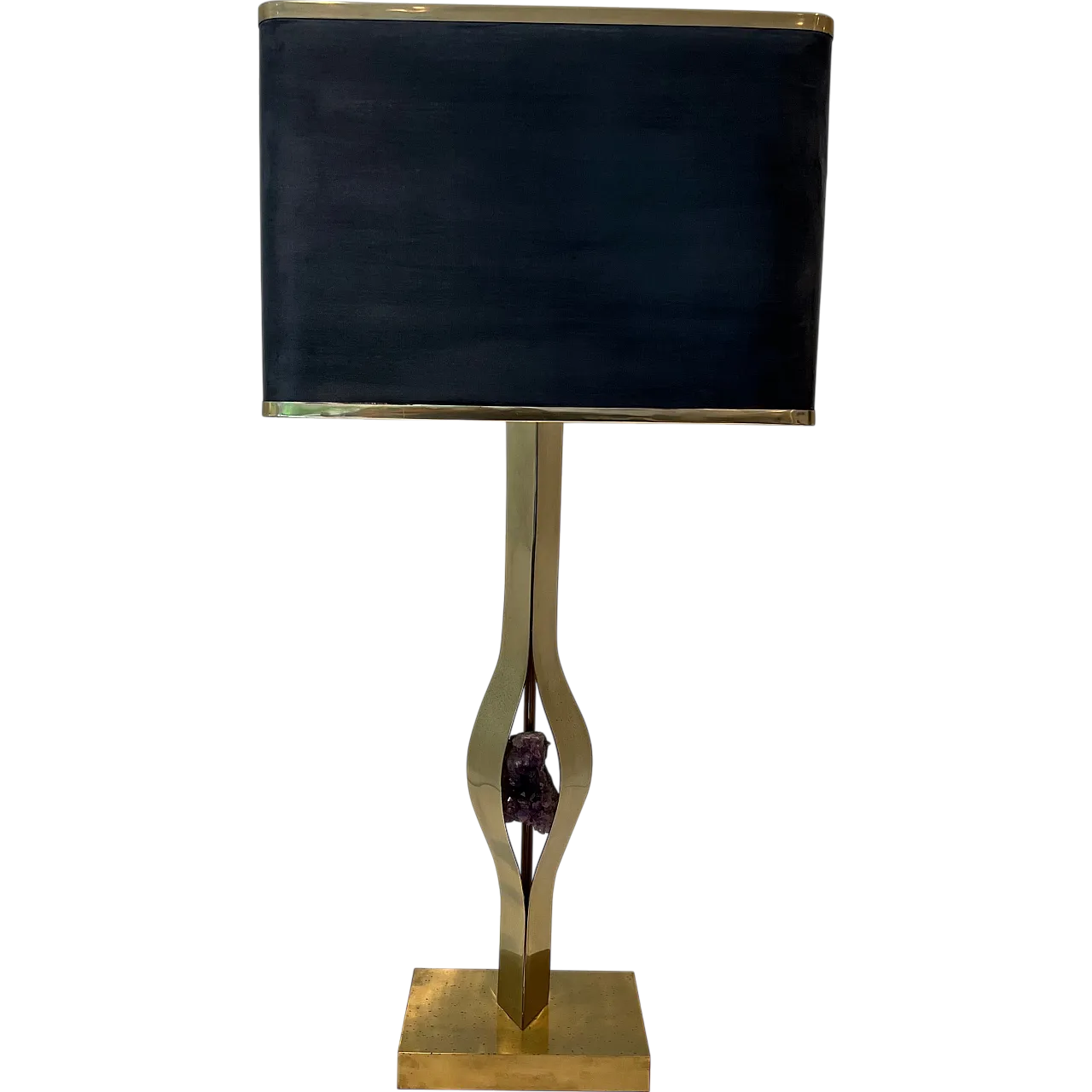 Brass lamp with amethyst stone by Willy Daro, 1970s 20