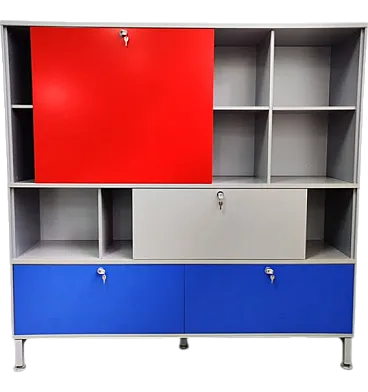 Fantoni wooden office bookcase, 1980s