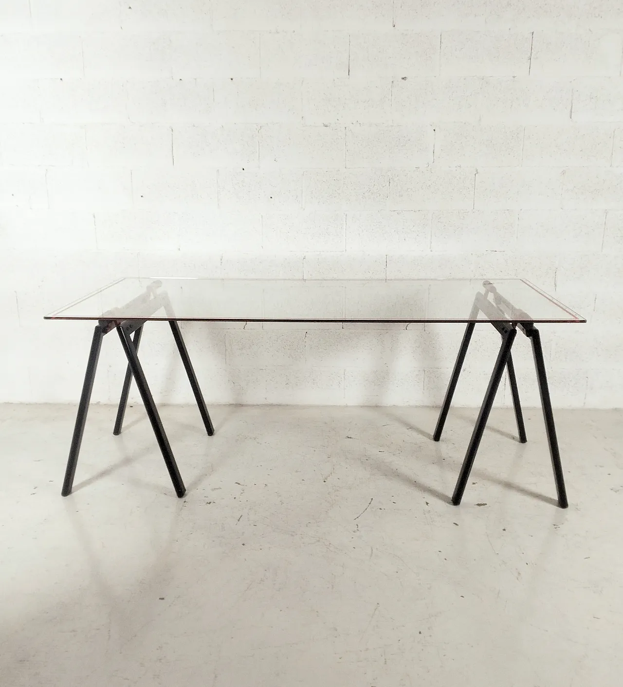 "Gaetano" Desk Glass Table by Gae Aulenti for Zanotta 70s 5