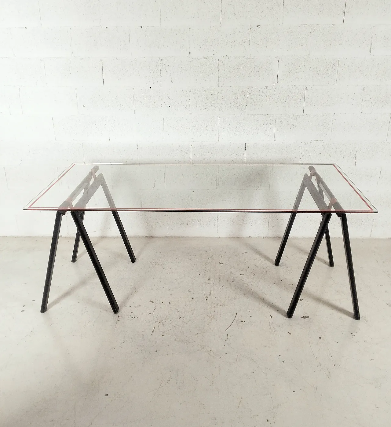 "Gaetano" Desk Glass Table by Gae Aulenti for Zanotta 70s 6