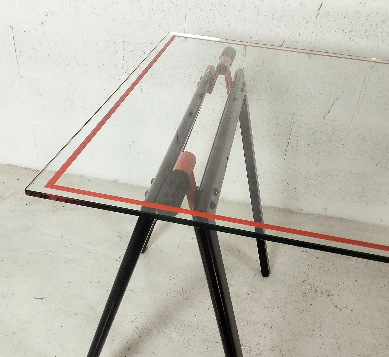 "Gaetano" Desk Glass Table by Gae Aulenti for Zanotta 70s 7