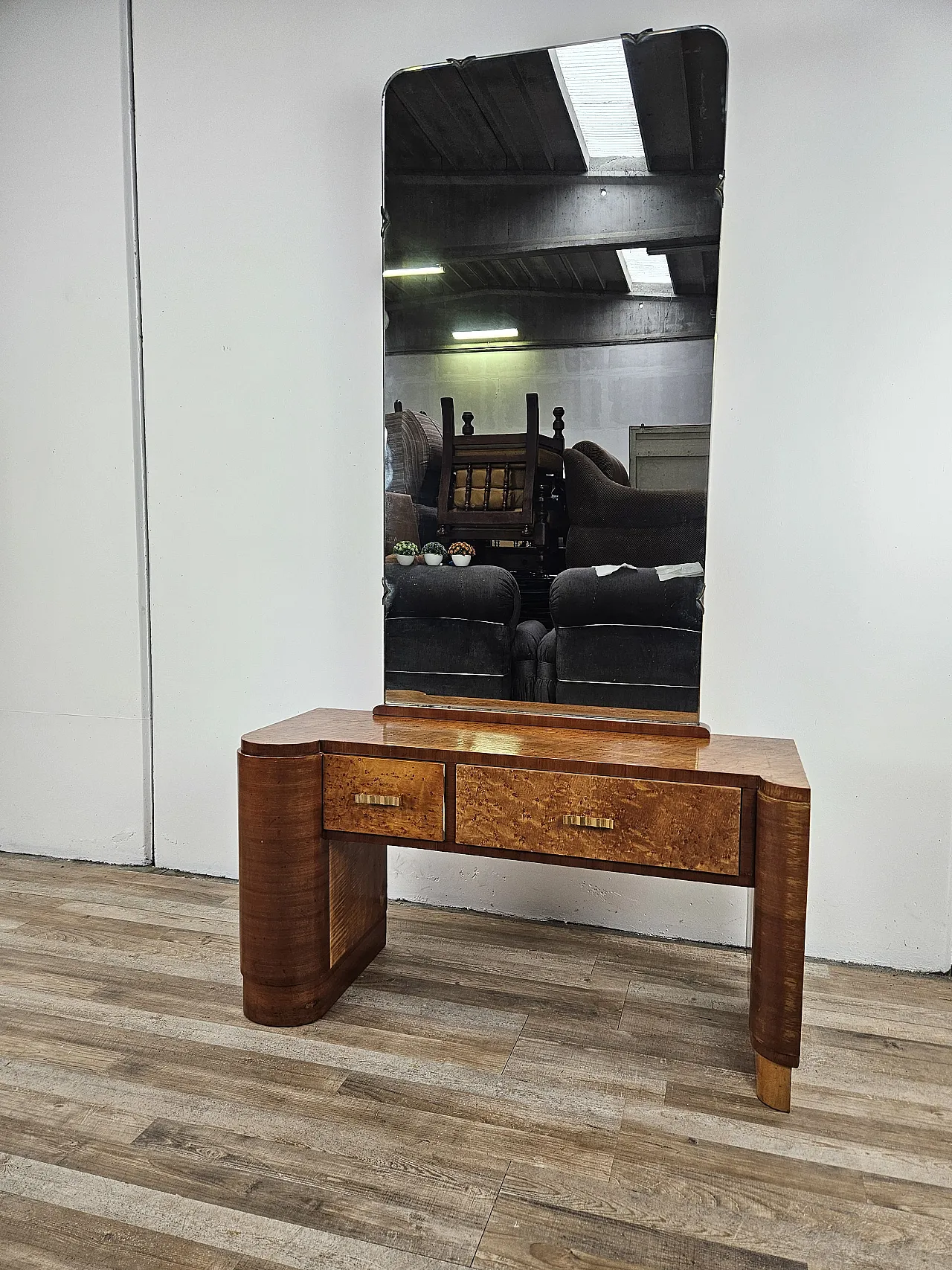 Mobile Art Decò in Tuja's root with mirror and drawers, 40s 1