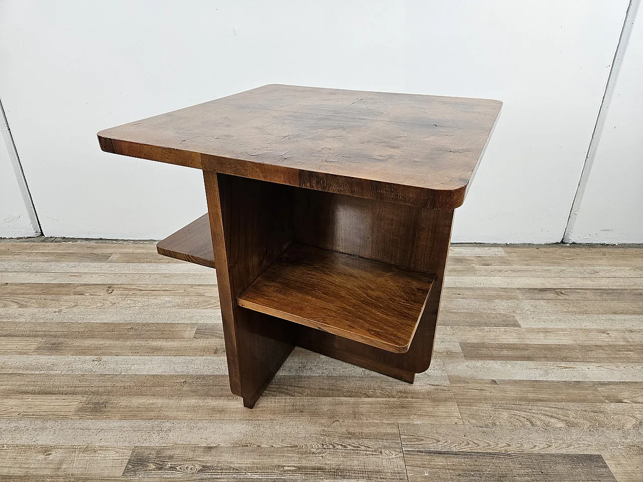 Table Art Decò square in walnut root, 1930s 1