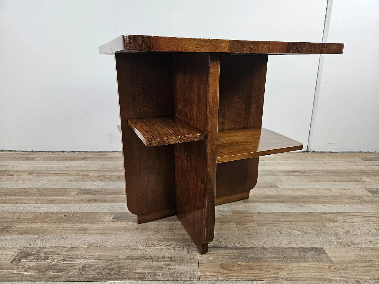 Table Art Decò square in walnut root, 1930s 3