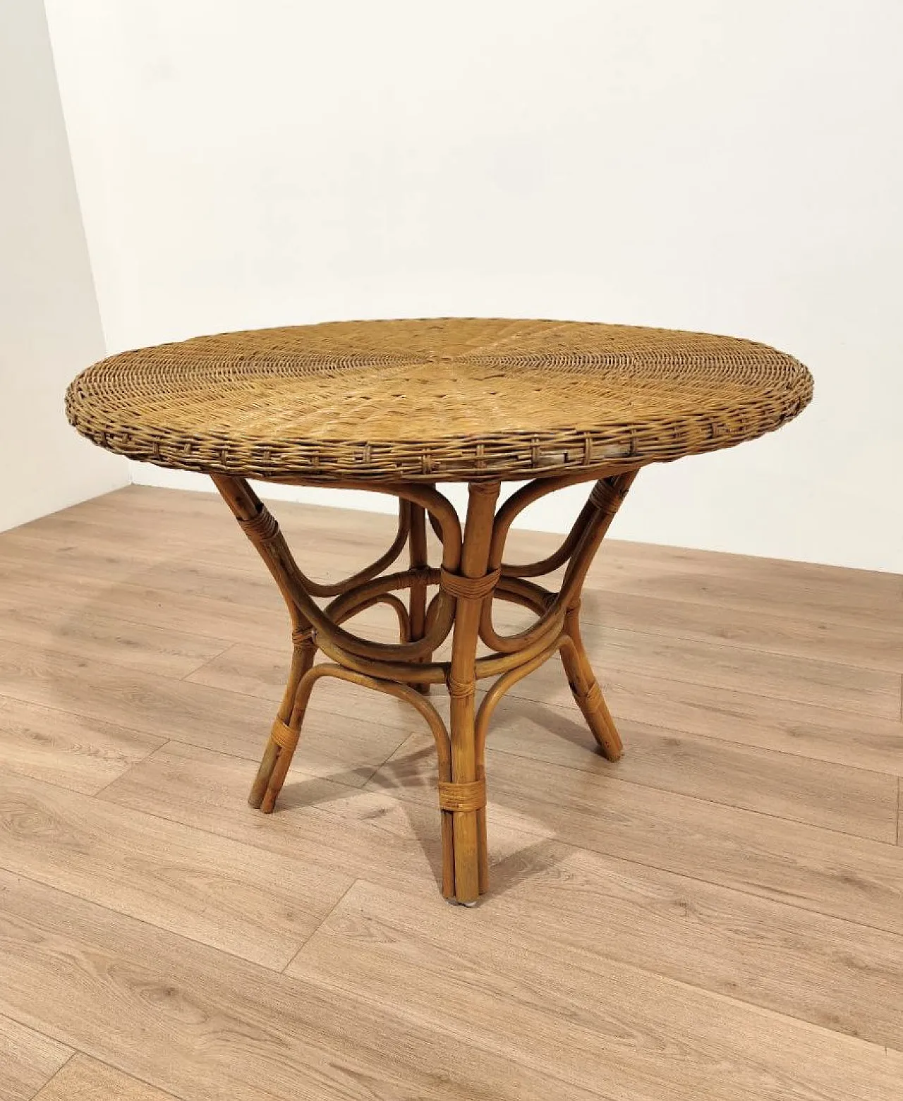 Wicker and Bamboo table Design Giò Ponti 1960s 2