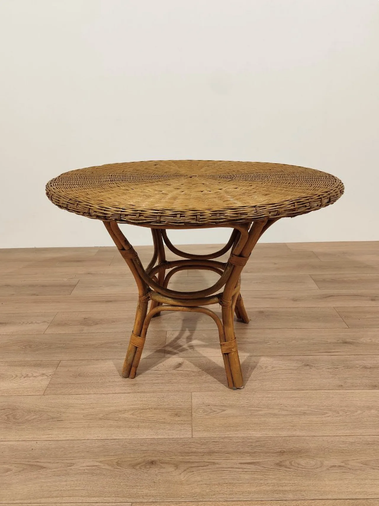 Wicker and Bamboo table Design Giò Ponti 1960s 3