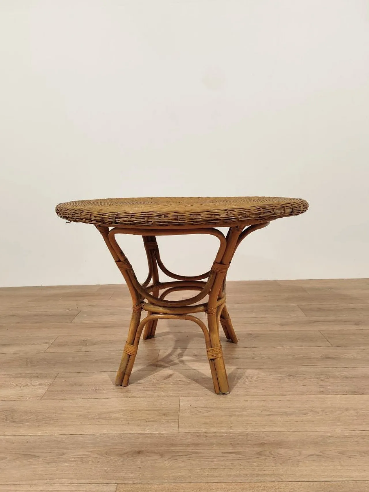 Wicker and Bamboo table Design Giò Ponti 1960s 4