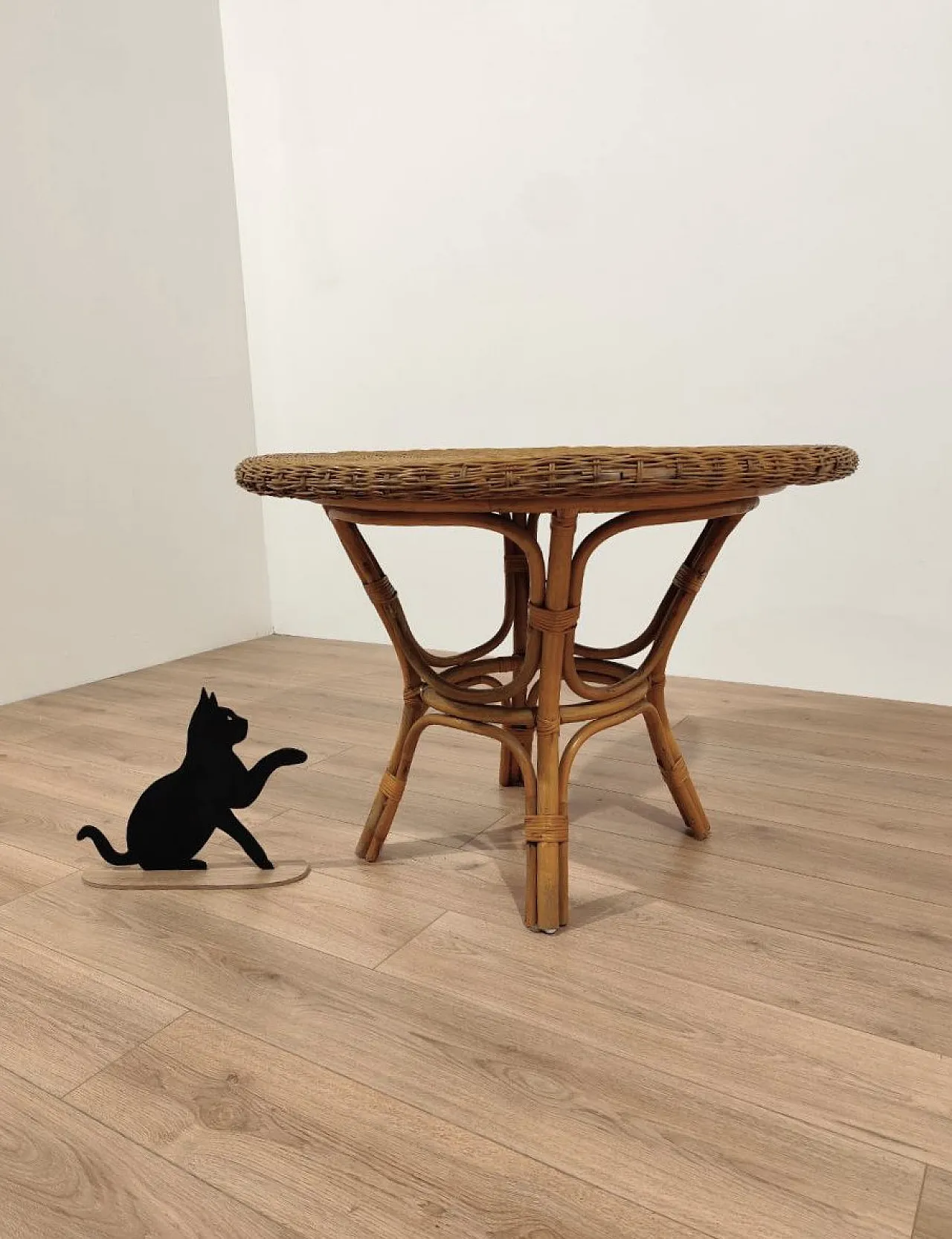 Wicker and Bamboo table Design Giò Ponti 1960s 6