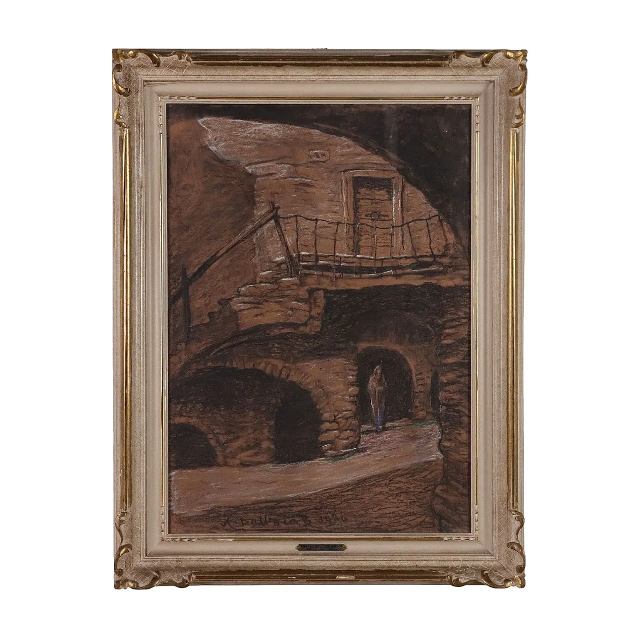 Painting by Angelo Dall'Oca, pastels on cardboard, 20th century 1