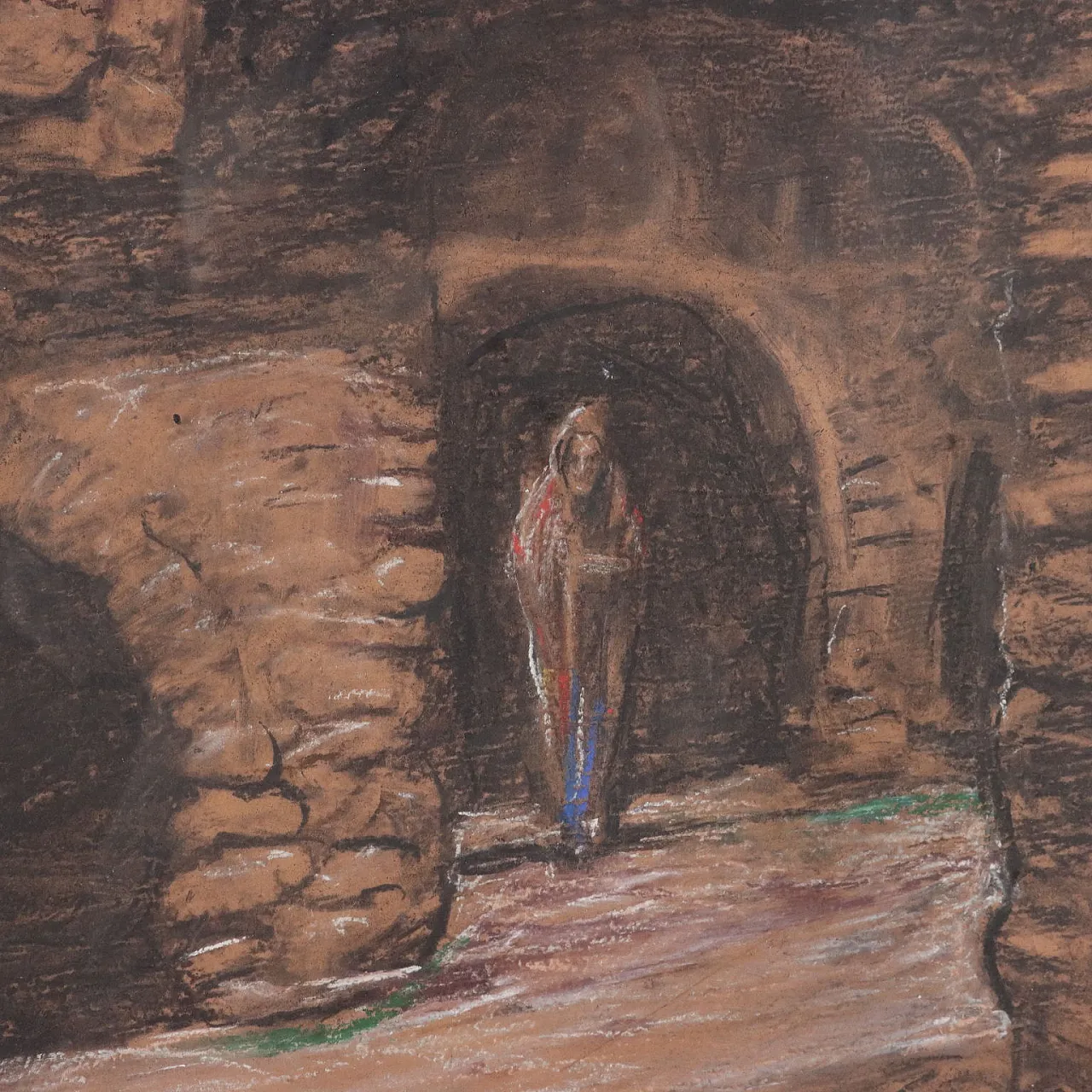 Painting by Angelo Dall'Oca, pastels on cardboard, 20th century 3