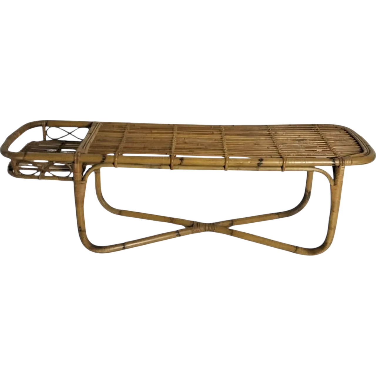 Bamboo low bar table Bonacina style, 60s 13