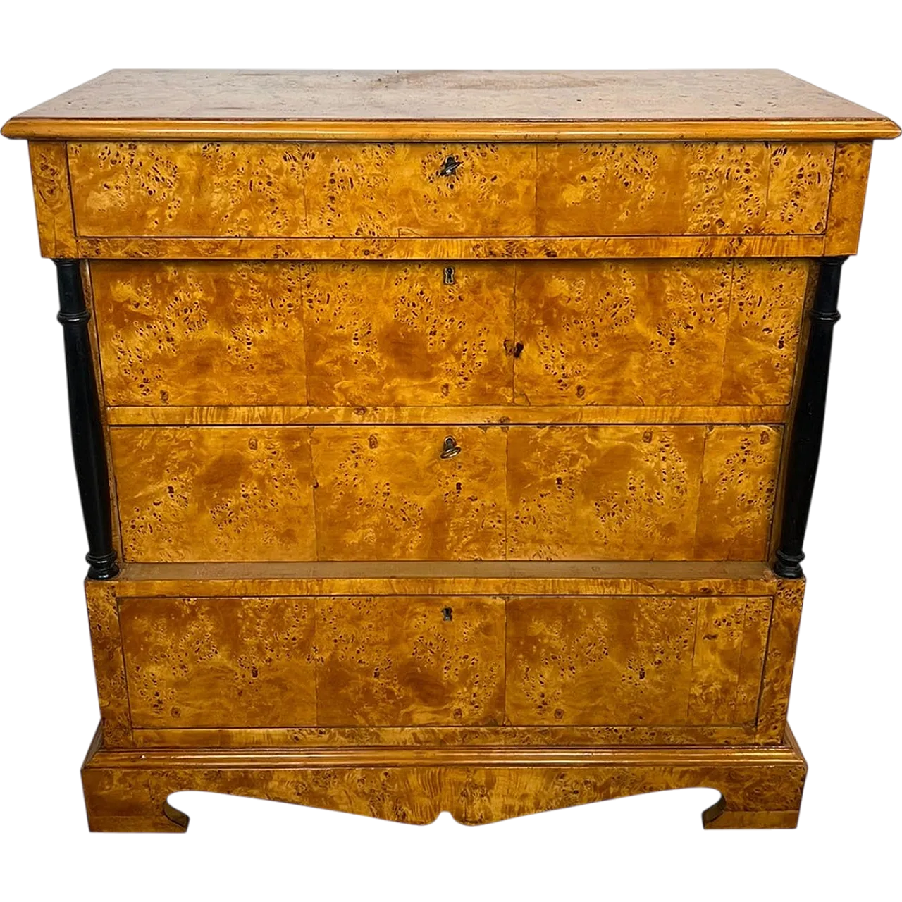 Biedermeier-style chest of drawers with 4 maple drawers, 1950s 20