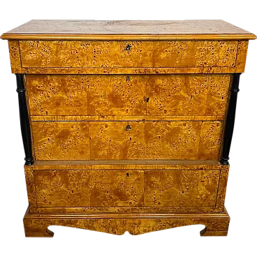 Biedermeier-style chest of drawers with 4 maple drawers, 1950s