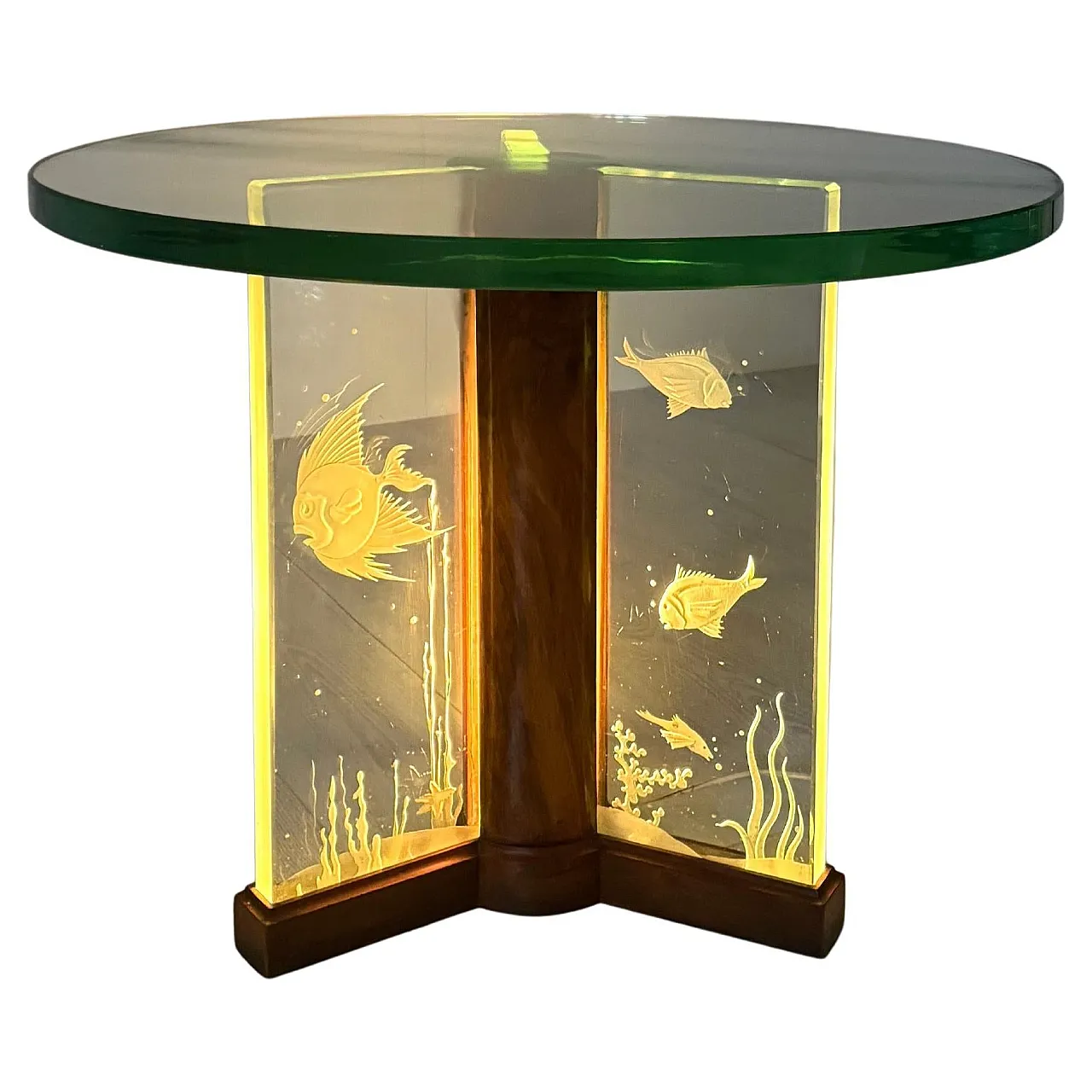 Etched glass coffee table by Luigi Brusotti, 1940s 1