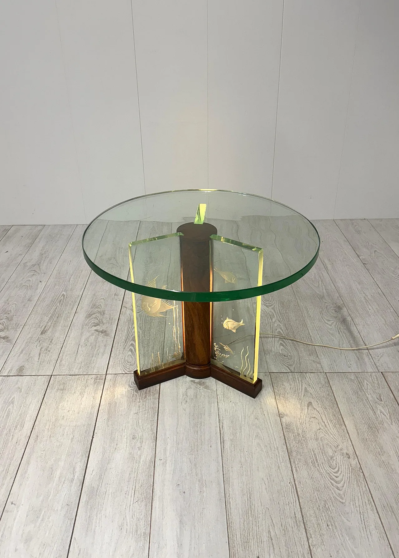 Etched glass coffee table by Luigi Brusotti, 1940s 2