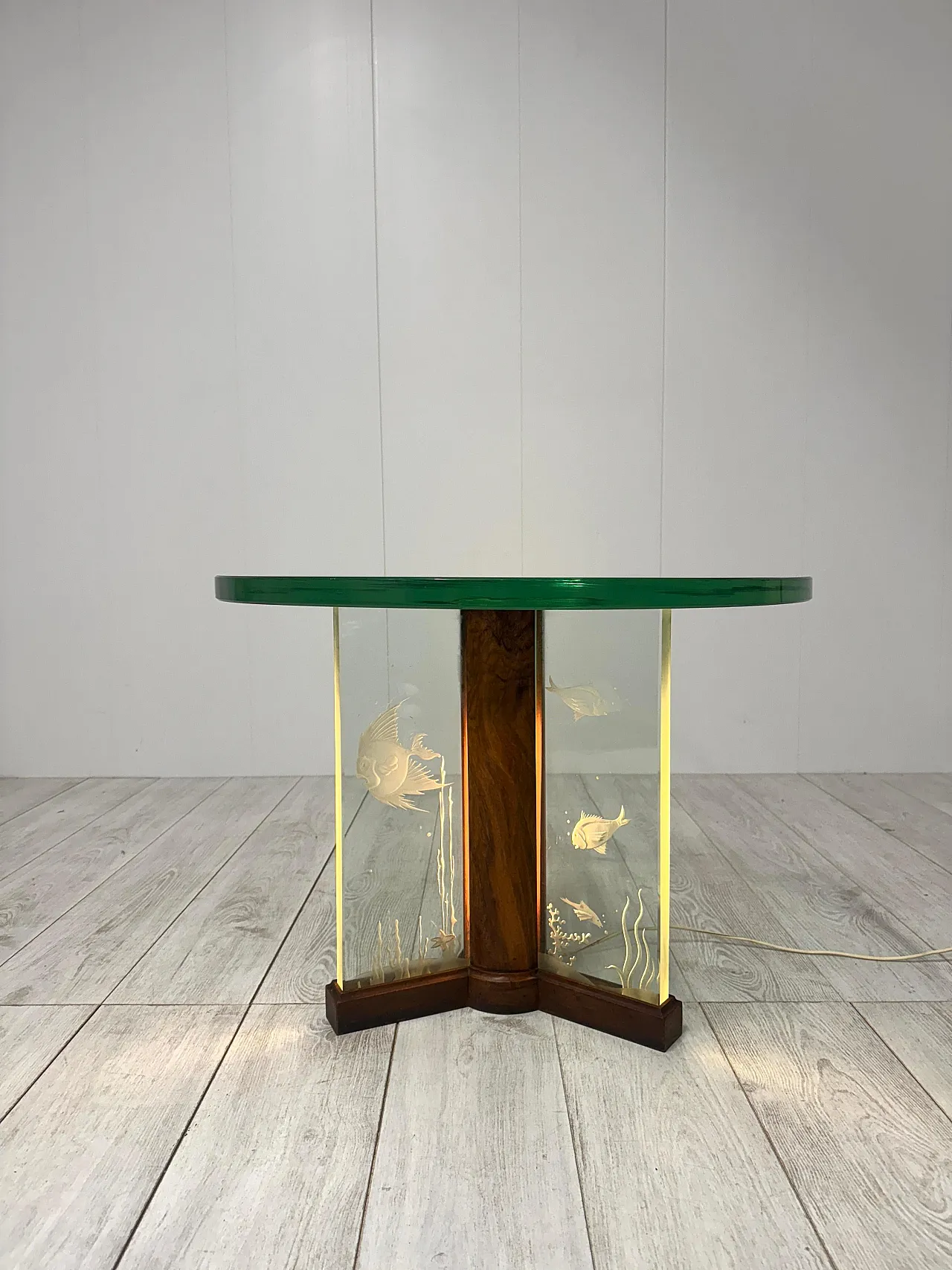 Etched glass coffee table by Luigi Brusotti, 1940s 3