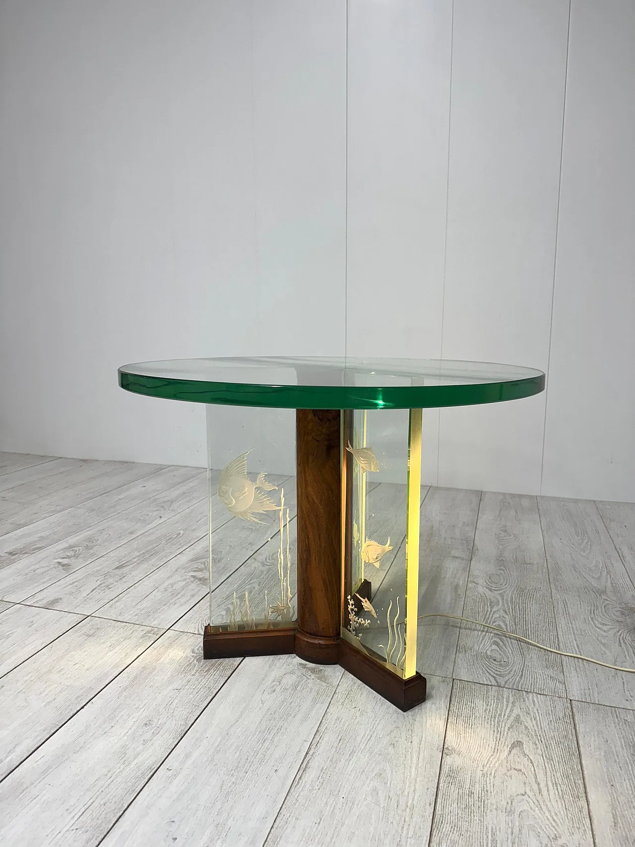 Etched glass coffee table by Luigi Brusotti, 1940s 4