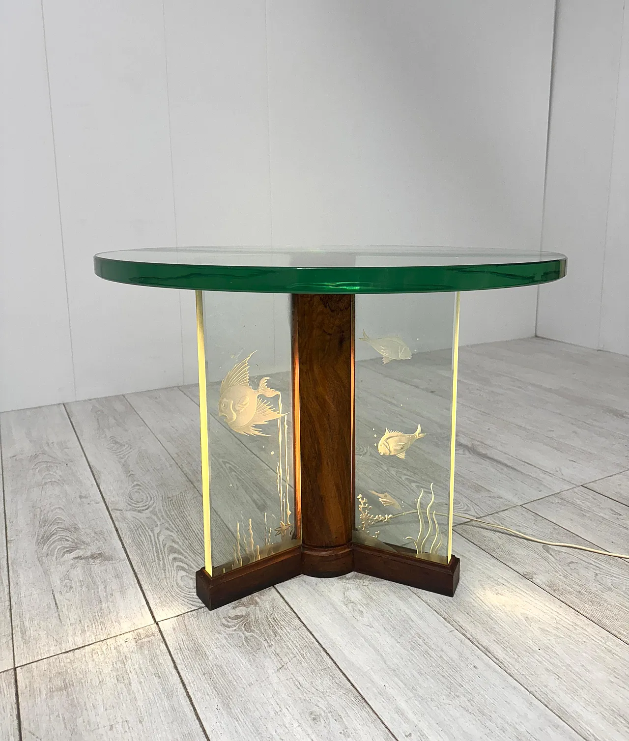 Etched glass coffee table by Luigi Brusotti, 1940s 6