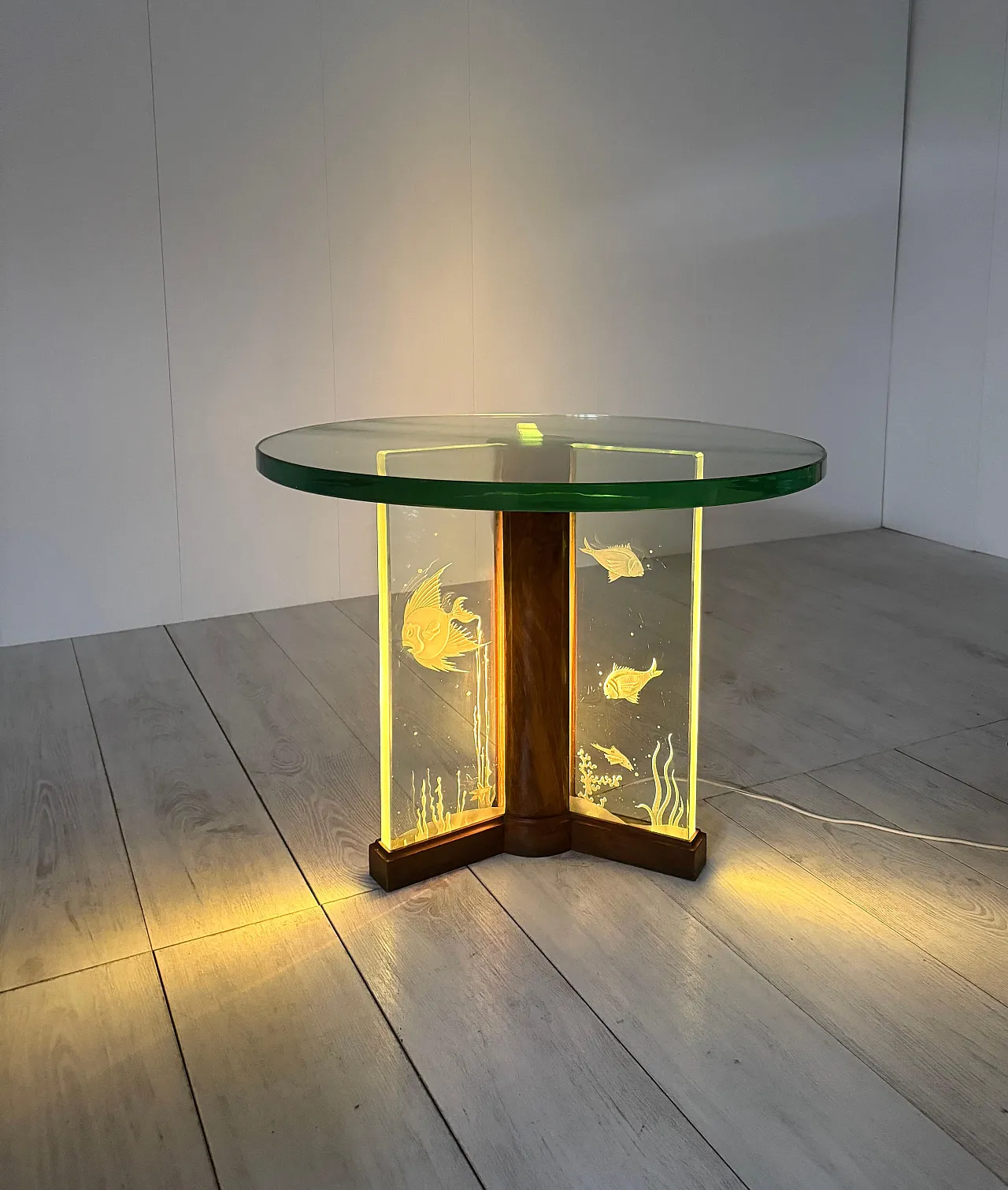 Etched glass coffee table by Luigi Brusotti, 1940s 8