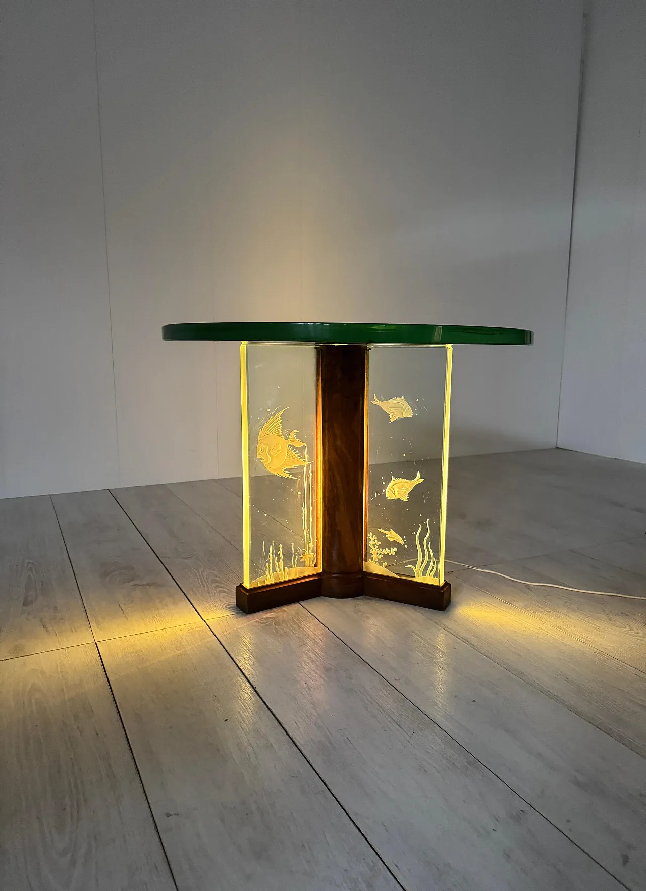 Etched glass coffee table by Luigi Brusotti, 1940s 9