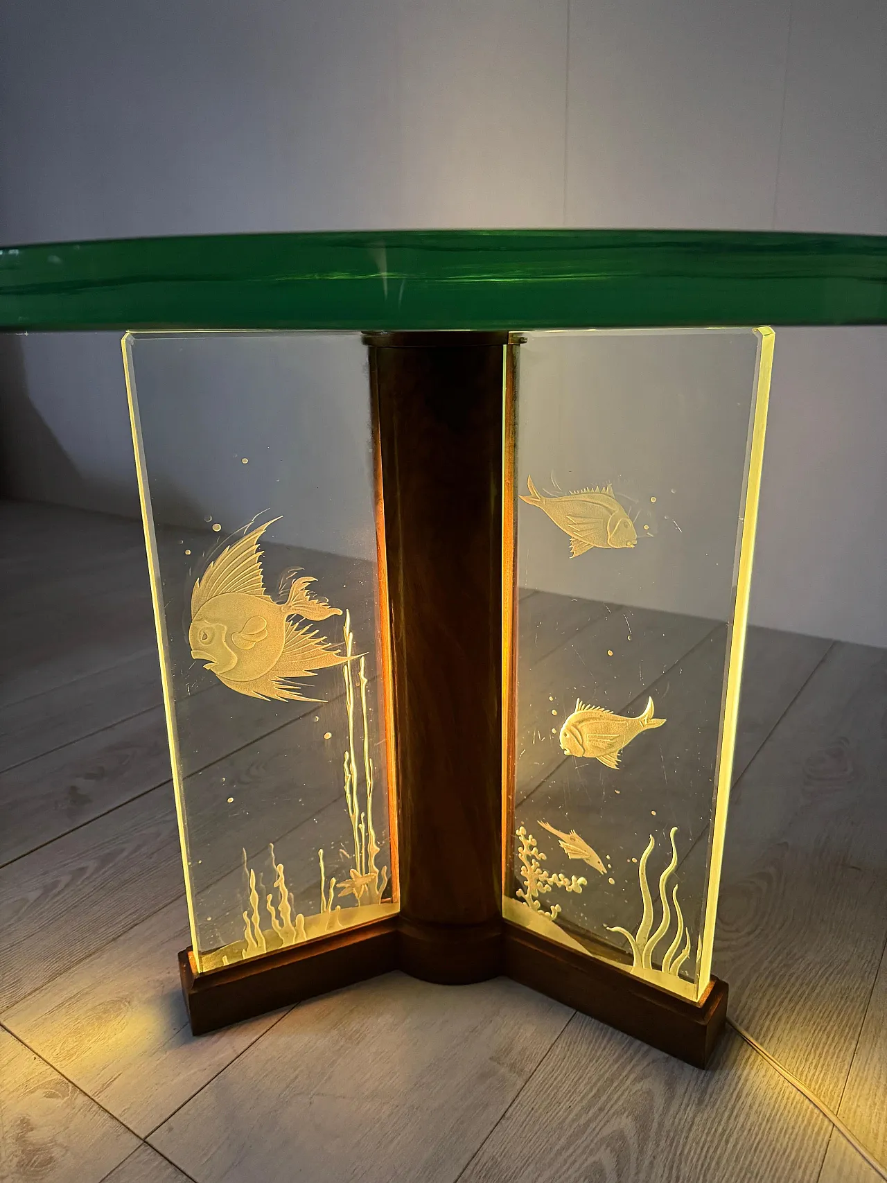 Etched glass coffee table by Luigi Brusotti, 1940s 16