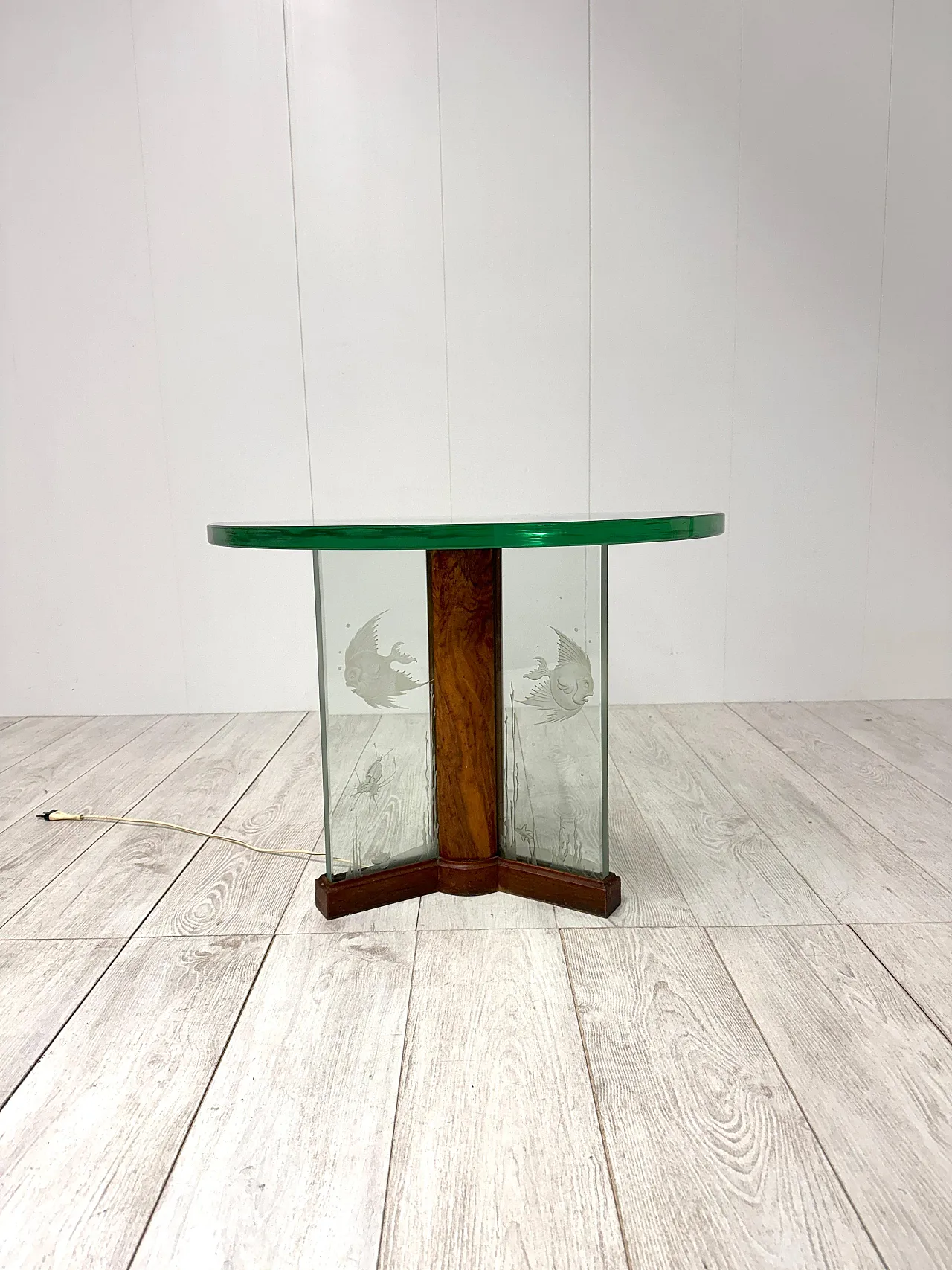 Etched glass coffee table by Luigi Brusotti, 1940s 18