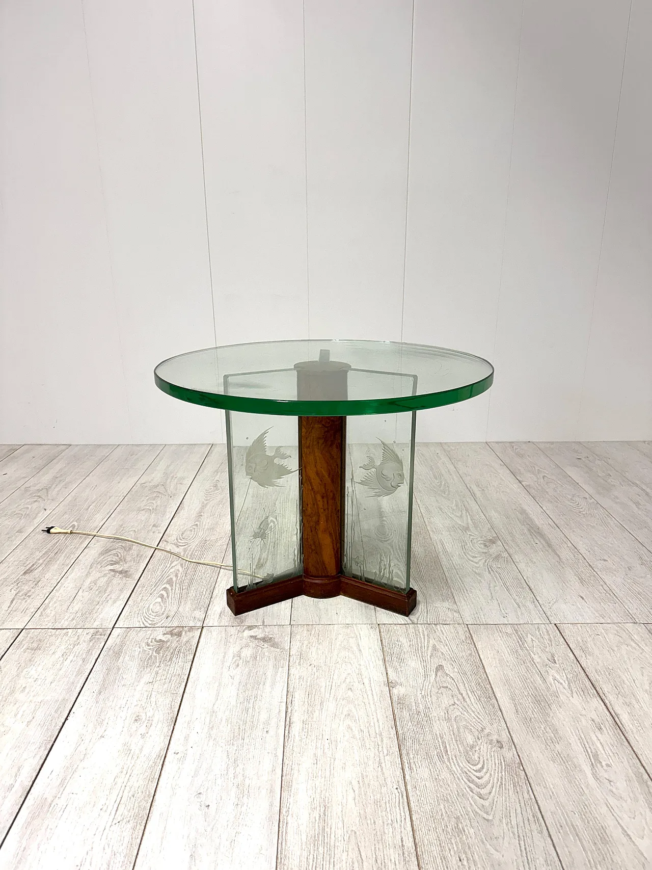 Etched glass coffee table by Luigi Brusotti, 1940s 19