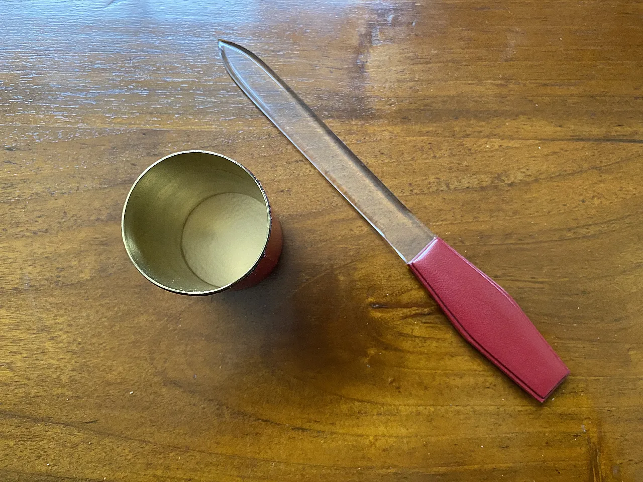 Red leather desk set, 60s 5