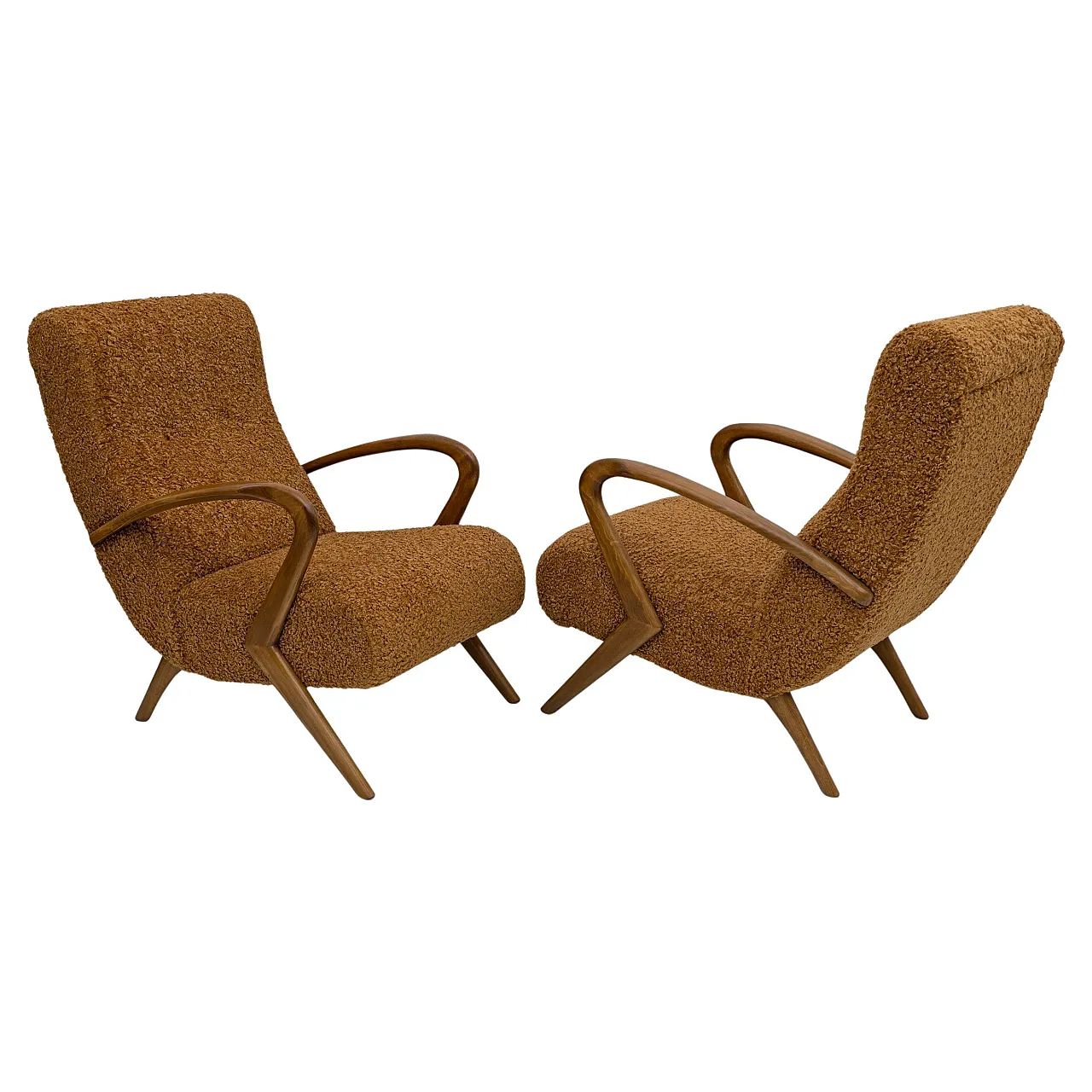 Pair of bouclé armchairs attributed to Paolo Buffa, 1950s 1